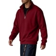 thumbnail image 5 of Men's Casual Quarter Zip Sweatshirt with Stand Collar Design Solid Color Long Sleeve Fleece Pullover for Sports and Daily Wear, 5 of 6