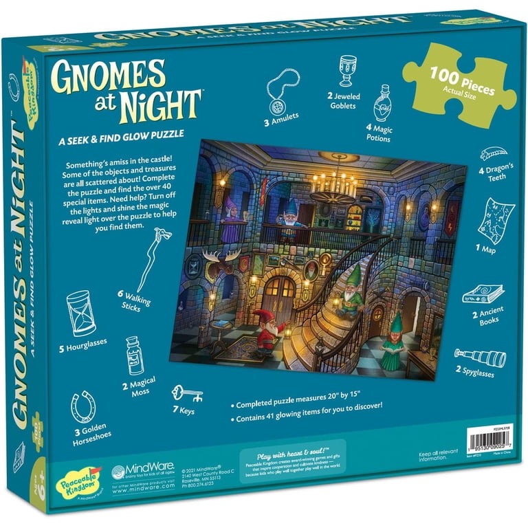 Peaceable Kingdom Gnomes at Night Jigsaw Puzzle - Fun for Kids