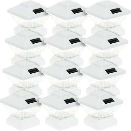 12 Pack Solar Power Outdoor Garden Deck Patio 4x4 PVC Fence LED Post Light