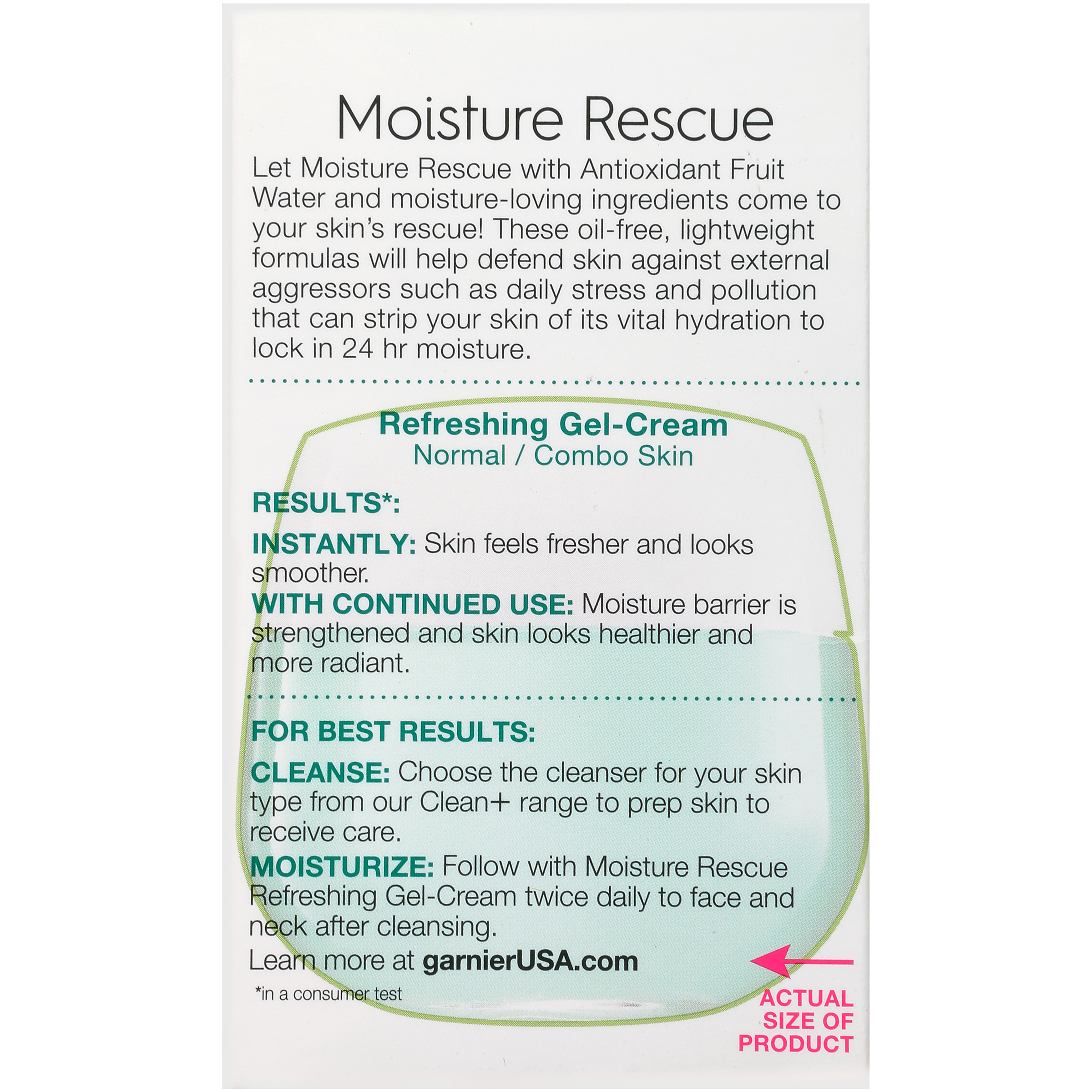 Garnier SkinActive Moisture Rescue Refreshing Gel Cream Normal and Combo Skin, 1.7 oz - image 3 of 8