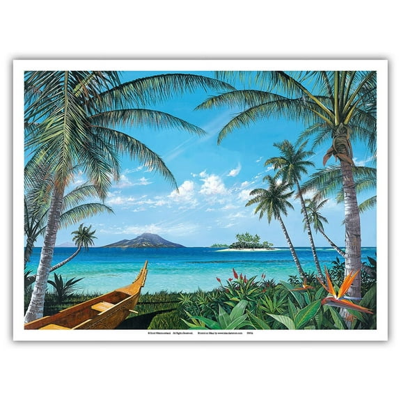 Tropic Travels - Hawaiian Paradise Ocean View - From an Original Color Painting by Scott Westmoreland - Master Art Print (Unframed) 9in x 12in