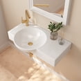 thumbnail image 2 of 30 in. Left Side White Ceramic Novelty Wall-Mount Sink Wall Hung Rectangular Bathroom Vessel Sink, Single Faucet Hole, 2 of 11