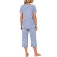 thumbnail image 4 of Weekease Two Piece Pajamas for Women Set Crew Neck Short Sleeve Tops Capris Summer Loungewear with Pockets, 4 of 8
