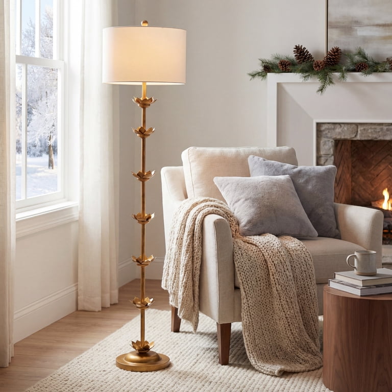 Safavieh Rustic Landen Leaf Floor Lamp, Antique Gold, 63.5in H