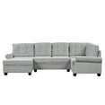 Euroco UShaped Sofa with Chaise Lounge, Linen Fabric Sofa Couch for