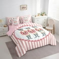 thumbnail image 3 of jejeloiu Cute Nutcracker 7-Piece Twin Bedding Sets,Pink Geometric Stripe Bedding Comforter Set,Merry Christmas Sheet Sets For Girls Kids,Breathable Home Decor Reversible, 3 of 8
