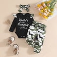 thumbnail image 3 of Baby Girl Clothes 0 3 6 9 12 18 Months Letter Print DADDY'S GIRL MOMMY WORLD Long Sleeve Ruffle Romper and Camouflage Bell Bottoms Pant Headband Sets Cute Baby Girl Winter Clothes, 3 of 7