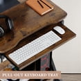 thumbnail image 6 of Small Computer Desks with Power Outlet, Z-Shaped Home Office Desks for Small Space, Compact Study Desk with Keyboard Tray and Casters, Computer Workstation for Home and Office, Brown, 6 of 8