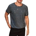 thumbnail image 5 of INSPIRE CHIC Sparkling T-Shirt for Men's Round Neck Short Sleeve Party Clubwear Glitter Top S Silver, 5 of 6