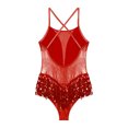 thumbnail image 3 of Aislor Womens Sparkling Sequins Fringed Cross Back Latin Jazz Salsa Dress Leotard Bodysuit, 3 of 7