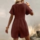 thumbnail image 5 of Puntoco Pantalones cortos casuales para mujer Pantalones cortos casuales con bolsillos y cuello en V de manga corta para mujer, 5 of 5