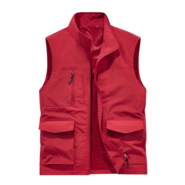 Birdeem Mens Work Clothes Jacket Solid Color Stand Collar Multiple Pockets Outdoor Sports Photography Leisure Coat