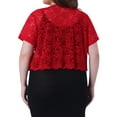 thumbnail image 4 of DARING DIVA Plus Size Bolero Short Sleeve Lace Shrug Cardigan 1X Red, 4 of 6