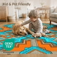 thumbnail image 4 of ODIKA 8'x10' Washable Area Rug Durable, Non-Slip Blocks Zigzag Border Dot Memphis Retro Interlocking Funky Maximalist Refined for Living Room, Under Sectional, Family, 4 of 7