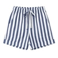 thumbnail image 4 of YTCAMLO Striped Womens Wide Leg Shorts Casual Elastic Waist Lounge Shorts with Pockets Drawstring Loose Fit Beach Shorts, 4 of 7