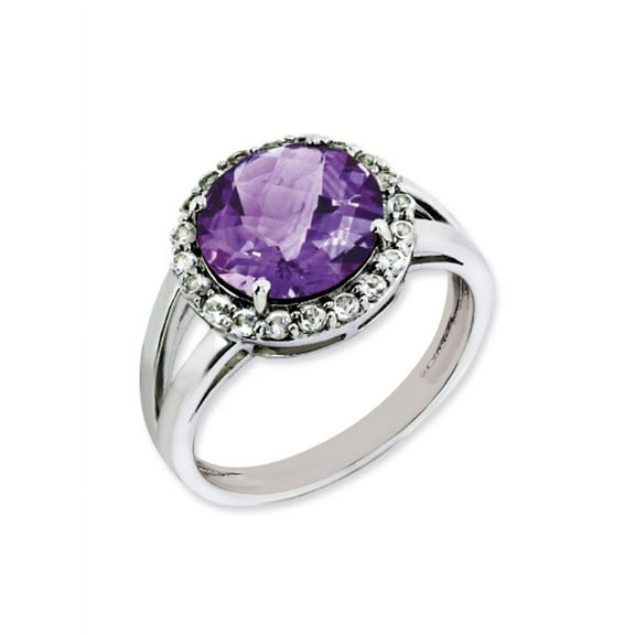 Primal Silver Sterling Silver Rhodium-plated Amethyst and White Topaz Ring