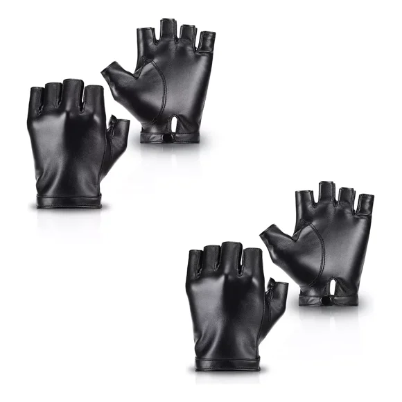 Accmor Guantes De Piel Sintética Sin Dedos, Guantes De Condu