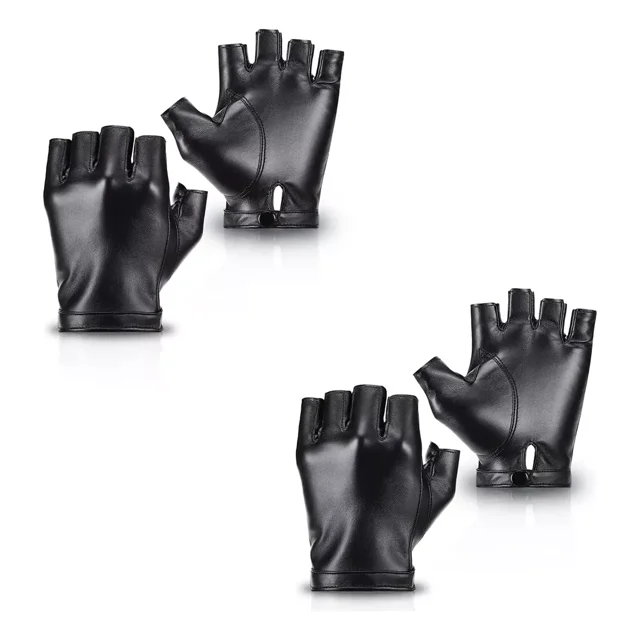 Accmor Guantes De Piel Sintética Sin Dedos, Guantes De Condu