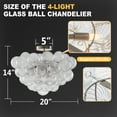 thumbnail image 6 of Longree Cluster Bubble Ball Glass Chandelier, silver Finish and Clear Ribbed Blown Glass Chandeliers, Semi Flush Mount Ceiling Light Fixture 20" Dia, 6 of 9