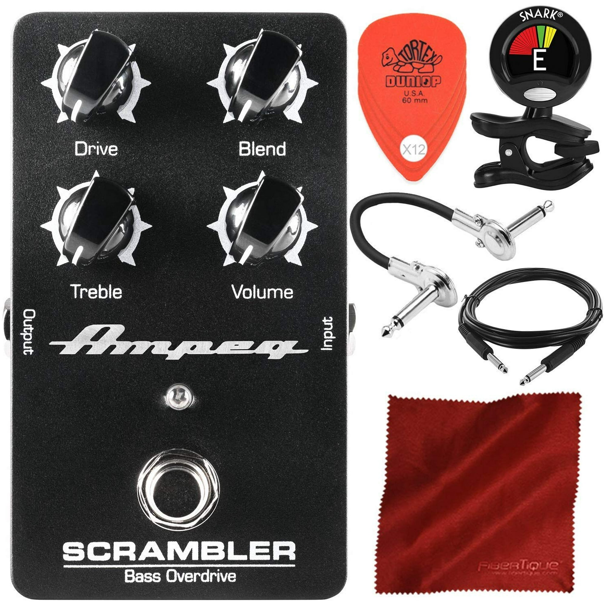 Ampeg Scrambler Bass Overdrive Pedal with Guitar Clip-On Tuner