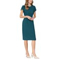 thumbnail image 2 of Women's Formal Work Pencil Dress Petal Sleeve 2025 Spring Trendy Knee Length Sheath Dresses XL Lake Green, 2 of 5