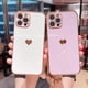 thumbnail image 3 of Funda de teléfono de lujo para iPhone 14, 11, 12, 13 Pro Max, X, XR, XS Max, 7, 8 Plus, corazón de amor galvanizado, patrón lateral lindo, funda de TPU suave, 3 of 4