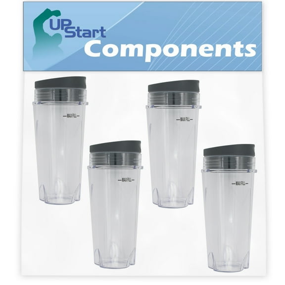 4 Pack UpStart Components Replacement Single Serve 16 oz Cup for Ninja Mega Kitchen System BL770 1500-Watt