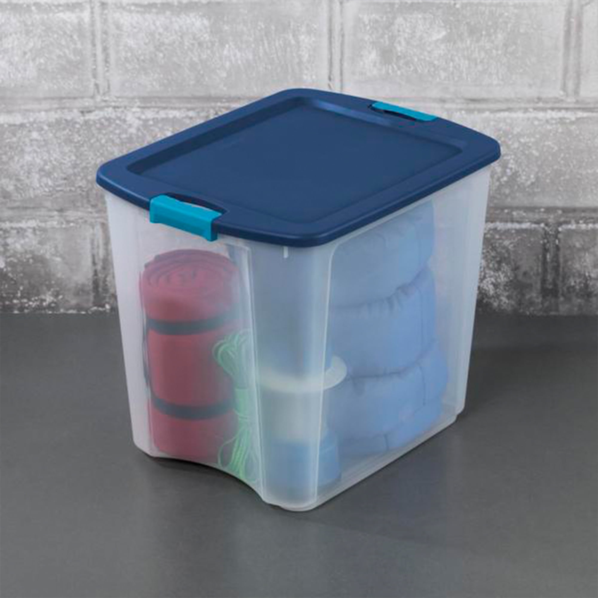 Sterilite 12 Gallon Stackable Plastic Storage Tote Container Organizer Bin  With Latching Lid For Home And Garage Organization, Blue (8 Pack) : Target