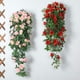 thumbnail image 5 of RV 2 piezas de plantas colgantes artificiales-flores de rosas de seda falsas, guirnalda colgante, enredadera de hiedra de ratán para decoración de pared de jardín, fiesta de boda Rojo Verde, 5 of 5