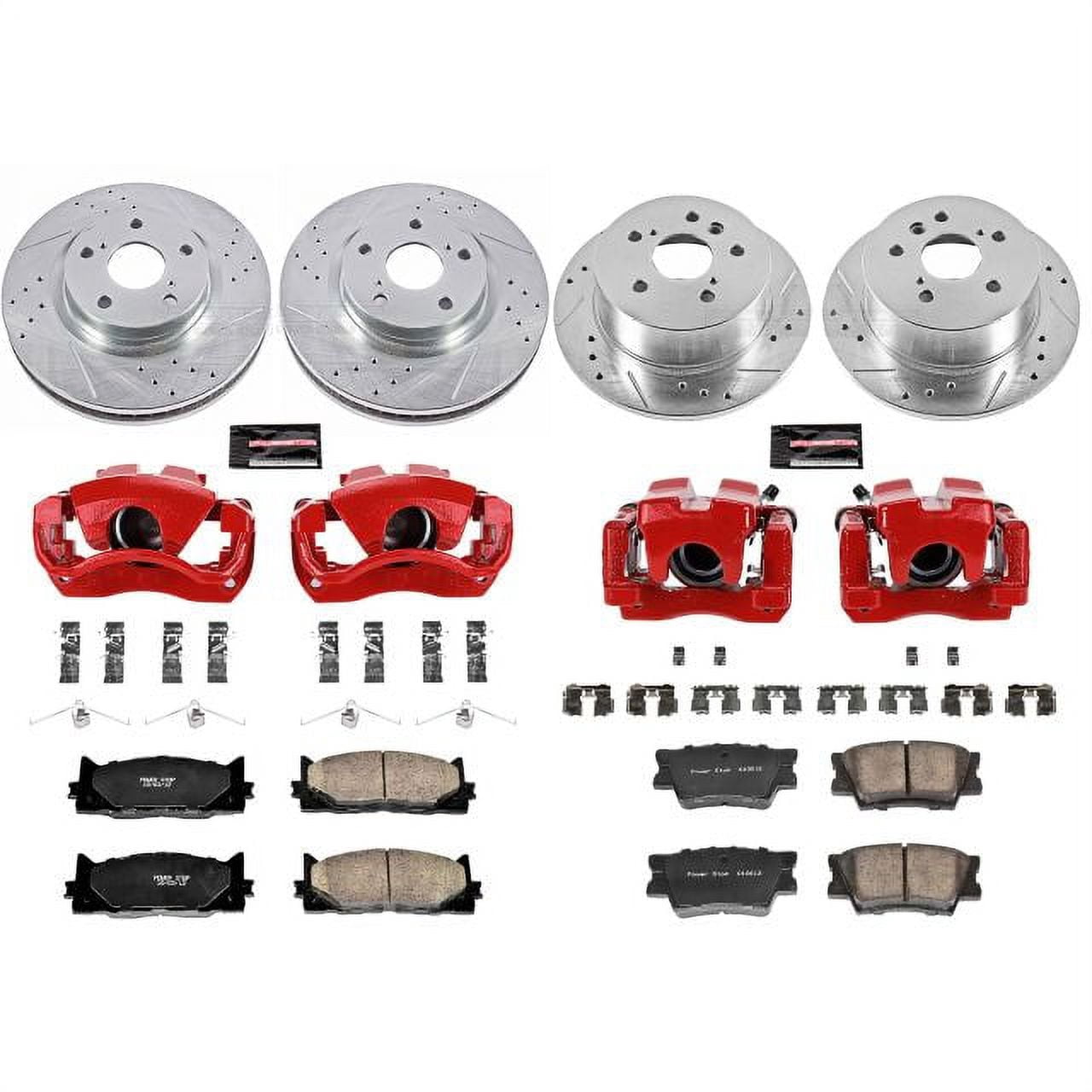 PowerStop Front and Rear Z23 Evolution Sport Brake Pad and Rotor Kit with Red Powder Coated Calipers Fits: LEXUS TOYOTA Select Models KC2822