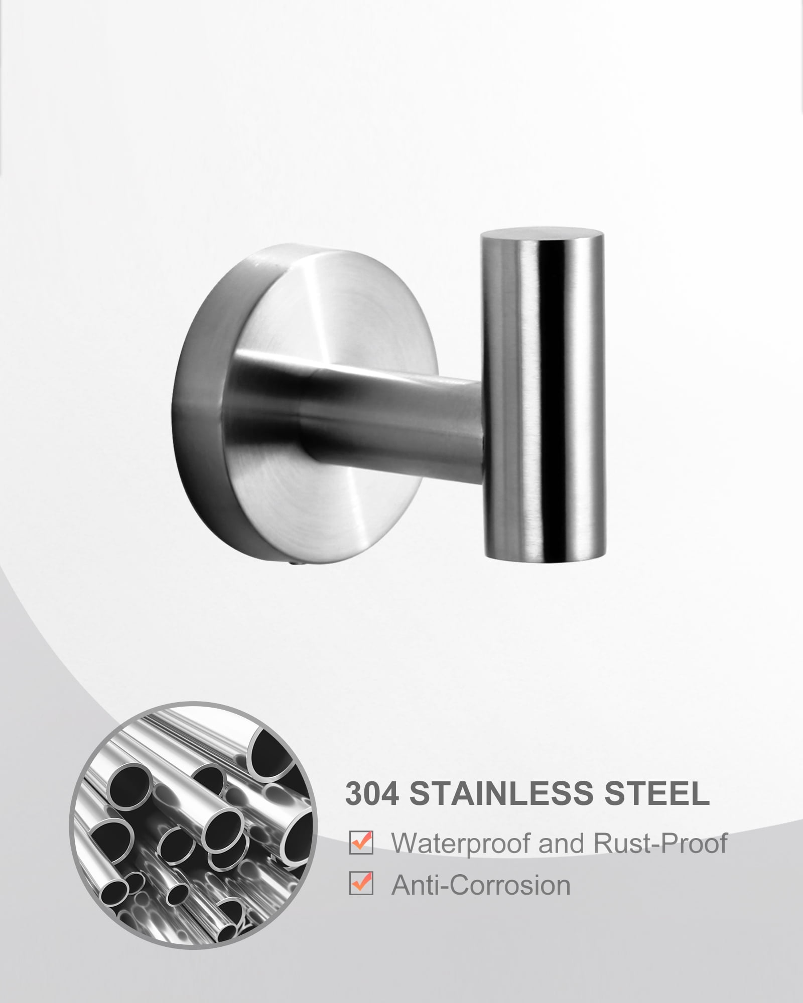 Wowow J-Hook Wall Mounted Bathroom Brushed Nickel Robe/Towel Hook in Stainless Steel (4-Pack)