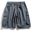 thumbnail image 4 of cllios Men's Cotton Cargo Shorts , Elastic Waist Drawstring Casual Straight Leg Shorts Outdoor Lightweight Work Shorts with Multi Pockets, 4 of 4