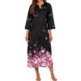 thumbnail image 3 of KISSGAL Women Zipper Front Robes 3/4 Sleeve Housecoat Full Length Loungewear Dress with Pocket Long Nightgown Sleepwear Bathrobes, 3 of 4