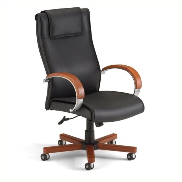 OFM Apex Chaise de Bureau en Cuir à Dossier Haut en Cerisier