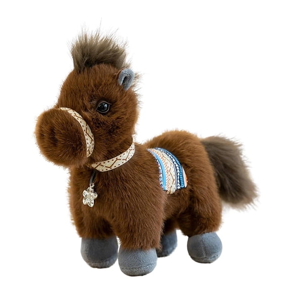 Muñeco de peluche de caballo, juguete de peluche, mascota, regalo, bendición, recuerdo, caballo creativo Marrón oscuro