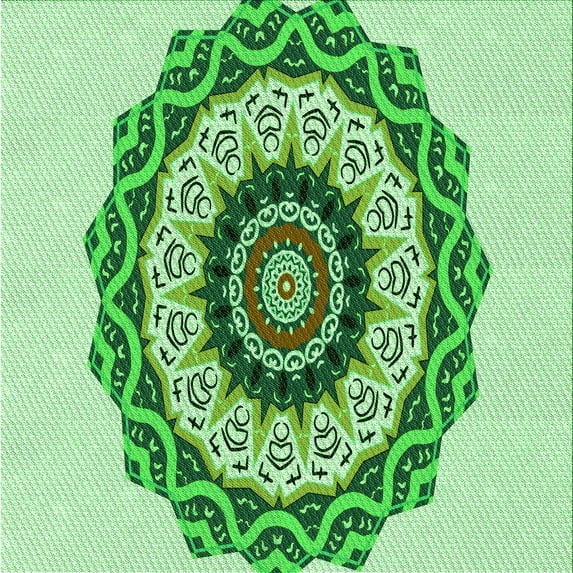 Ahgly Company Indoor Square Patterned Green Pepper Green Area Rugs, 8' Square