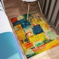 thumbnail image 6 of Yellow Painting Rugs, Navy Blue Rug, Modern Rug, Kitchen Rug, Colorful Rug, Small Rug, Non Slip Rug, Gift For Him, Runner Rug, Abstract Rug, 3.3'x9.2' - 100x280 cm, 6 of 8