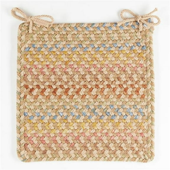 Rhody Rug WO51A015X015B 15 in. Woodstock Chair Pad, Khaki & Multi Color