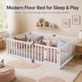 thumbnail image 4 of Miniyam Wooden Twin Size Floor Bed for Kids with Door, High Safety Fence, White, 4 of 7