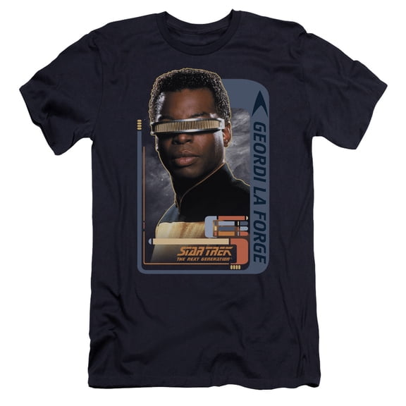 Star Trek Geordi Laforge Premium Canvas Adult Slim Fit 30/1 T-Shirt Navy