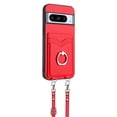 thumbnail image 4 of for Google Pixel 8 Pro PU Leather Phone Case Cover, Classic Shoulder Strap Card Slots Shockproof Protective Ring Bracket Anti-scratch Ultra Slim Back Case for Google Pixel 8 Pro - Red, 4 of 8