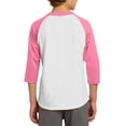 thumbnail image 2 of Mafoose Youth 3/4 Sleeves Colorblock Raglan Baseball Soft Jersey White/ Bright Pink YT200 S, 2 of 5