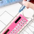 thumbnail image 4 of Dusknt Ruler Calculator, Transparent 4-In-1 Calculator Ruler, Portable Electronic Statnery with Magnifier Protractor for Studants Sch00l Ofice ing Use, Pink, 4 of 5