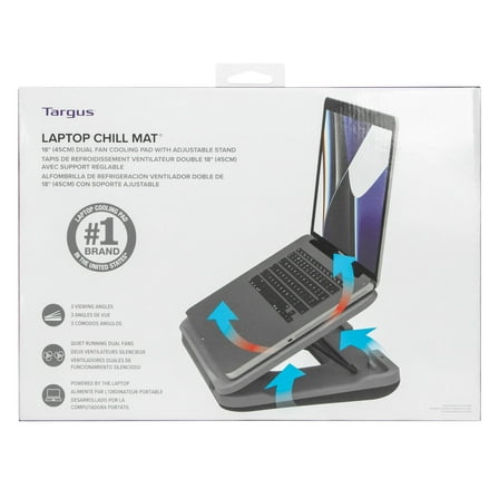 Targus 18-inch Dual Fan Chill Mat with Adjustable Stand, AWE90GL, Gray