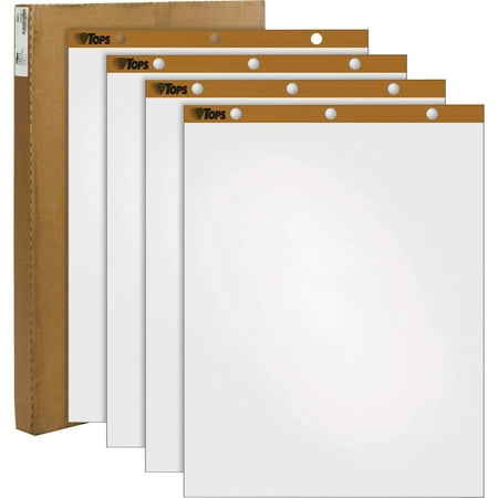 Tops Single Carry Pack Easel Pad - 50 Sheets - Plain - Stapled/glu - 16 Lb Basis Weight - 27" X 34" - White Paper - Perforated - 4 / Carton