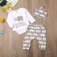 thumbnail image 4 of 3Pcs Newborn Baby Boy Girl Elephant Print Tops Romper Pants Hat Clothes Outfits, 4 of 6