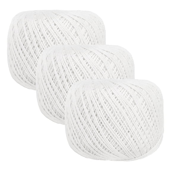 3 Rolls 164 Yards Size 3 White Pearl Cotton Crochet Thread Lace Weight Yarn Tatting Thread for Crocheting Knitting Embroidery Sewing