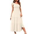 thumbnail image 1 of Prolriy Robes Printemps Été pour Femmes 2025 Robe Maxi d'Été pour Femmes Robe Longue Sans Manches à une Épaule Ourlet à Volants Robe Fluide Robes d'Été pour Femmes, Robes Femmes Beige TG, 1 of 8