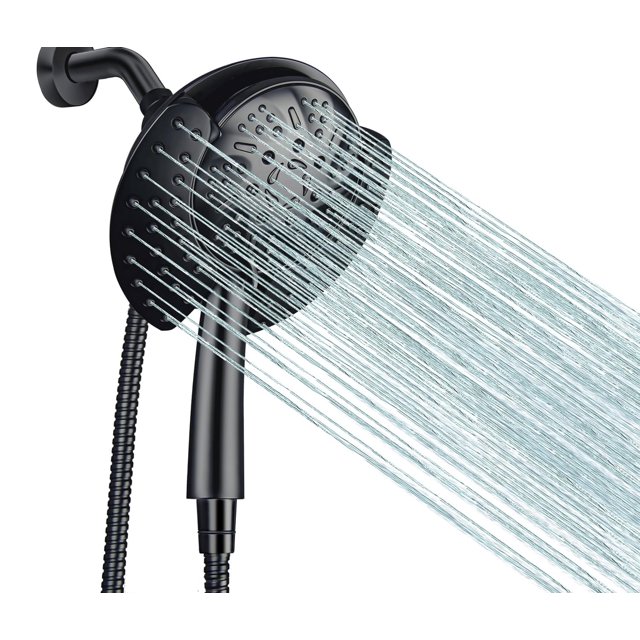 Alcachofa de ducha GRICH 2,5 GPM 2 en 1 de alta presión, color negro mate