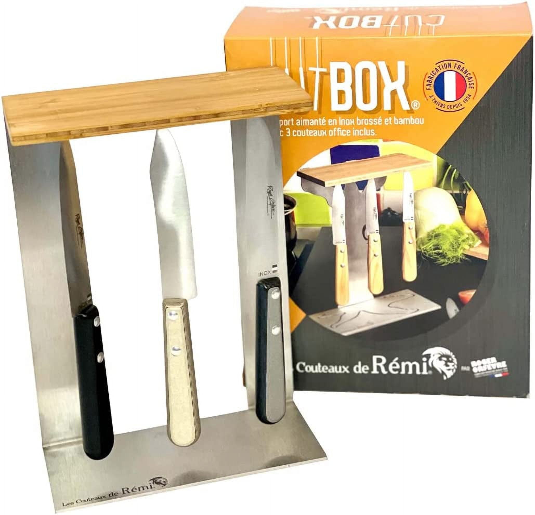 Roger Orfevre Laguiole Made in France Le Theirs Premium Straight Edge Sharp Full Tang Stainless Steel 6-Piece Steak Knife Set, Olive Wood Handles